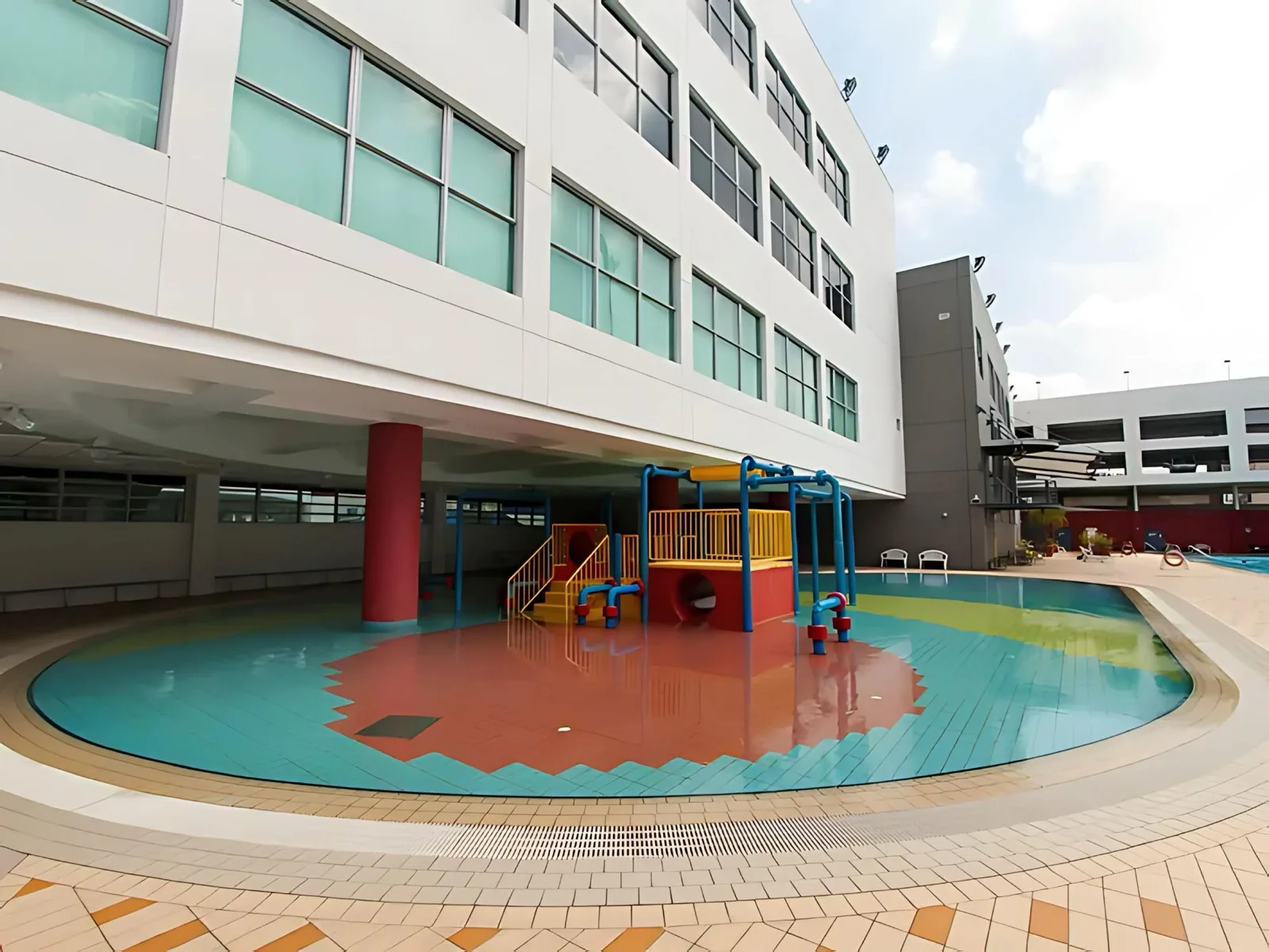 Wading pool with slides and fountains for children at Jalan Besar Swimming Complex